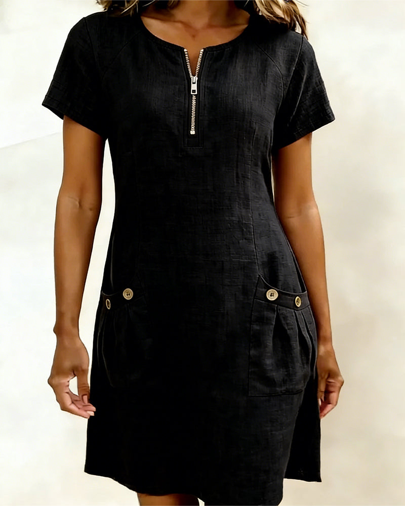 Lena  | Robe en Coton Avec Fermeture Eclair