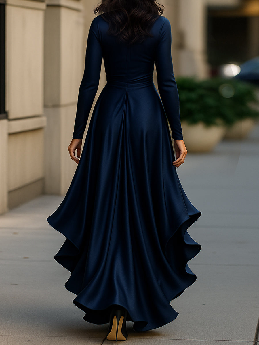 Mathilde™ — Robe portefeuille satinée élégance intemporelle