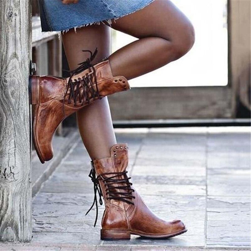 Malwina - Bottines Mi-Mollet Rétro