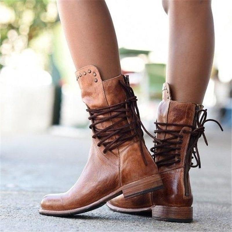 Malwina - Bottines Mi-Mollet Rétro
