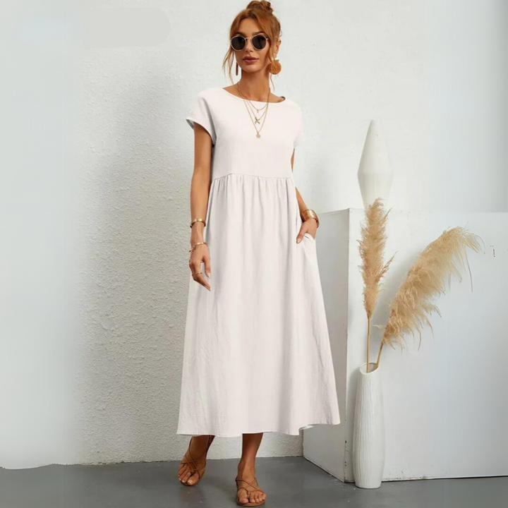 Isla - Robe Midi Décontractée en Coton