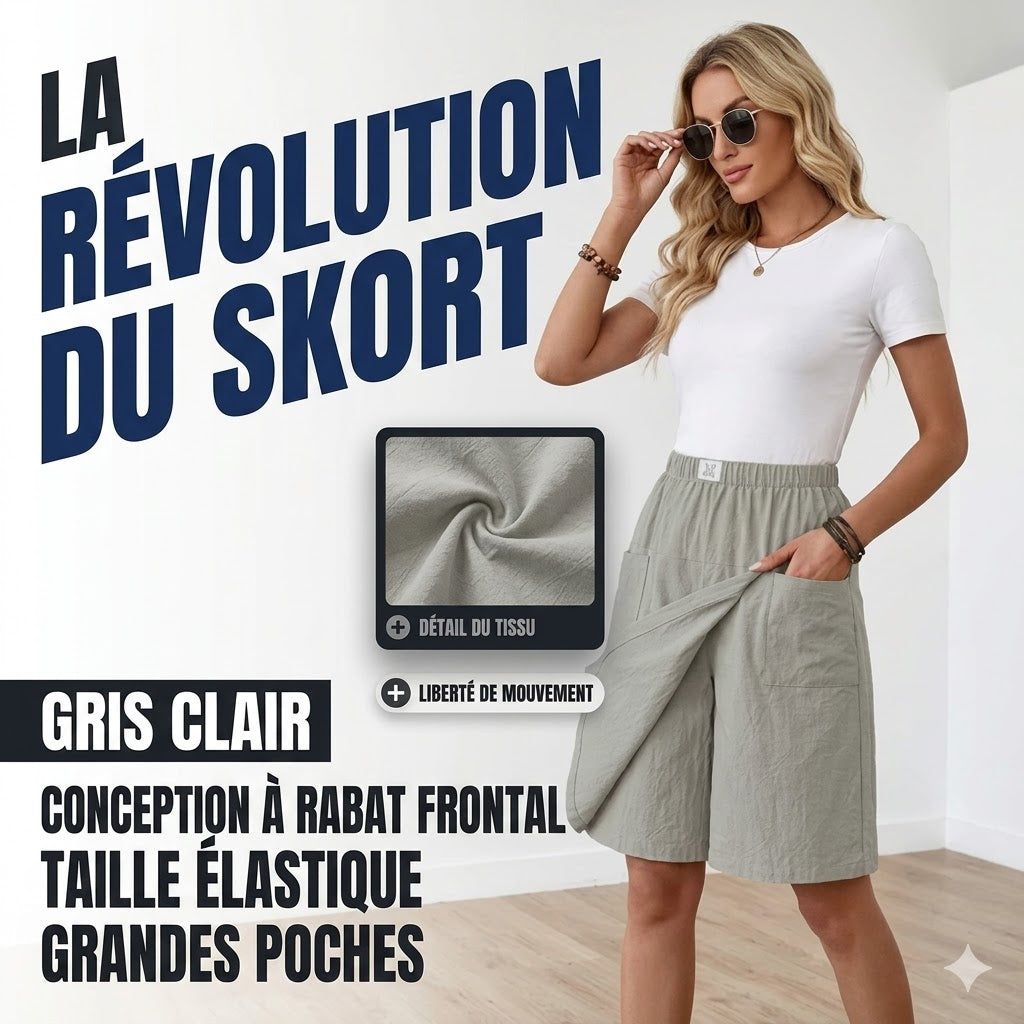 Rhona | Skort Taille Elastique Poches Liberté Active