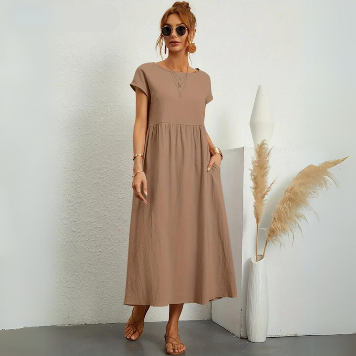 Isla - Robe Midi Décontractée en Coton