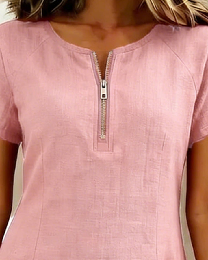 Lena  | Robe en Coton Avec Fermeture Eclair