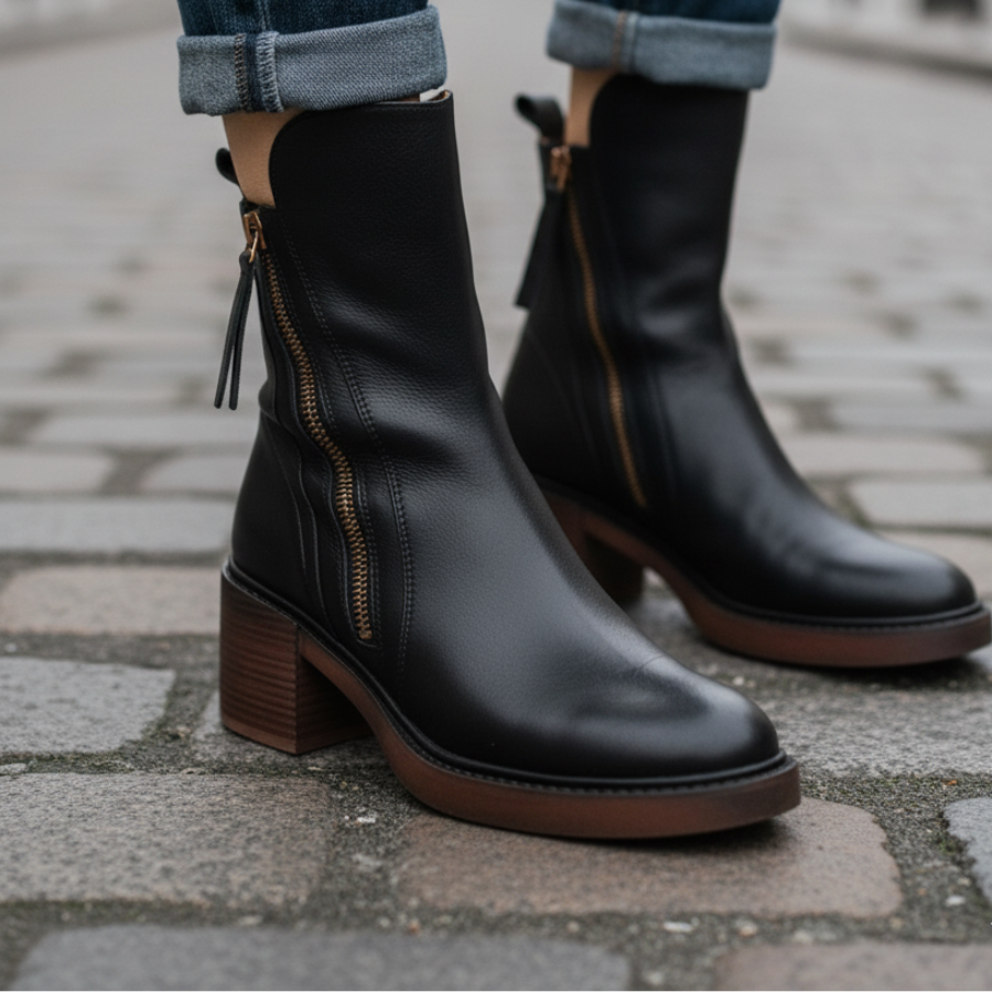 Aveline - Bottes cuir noir élégantes & confortables