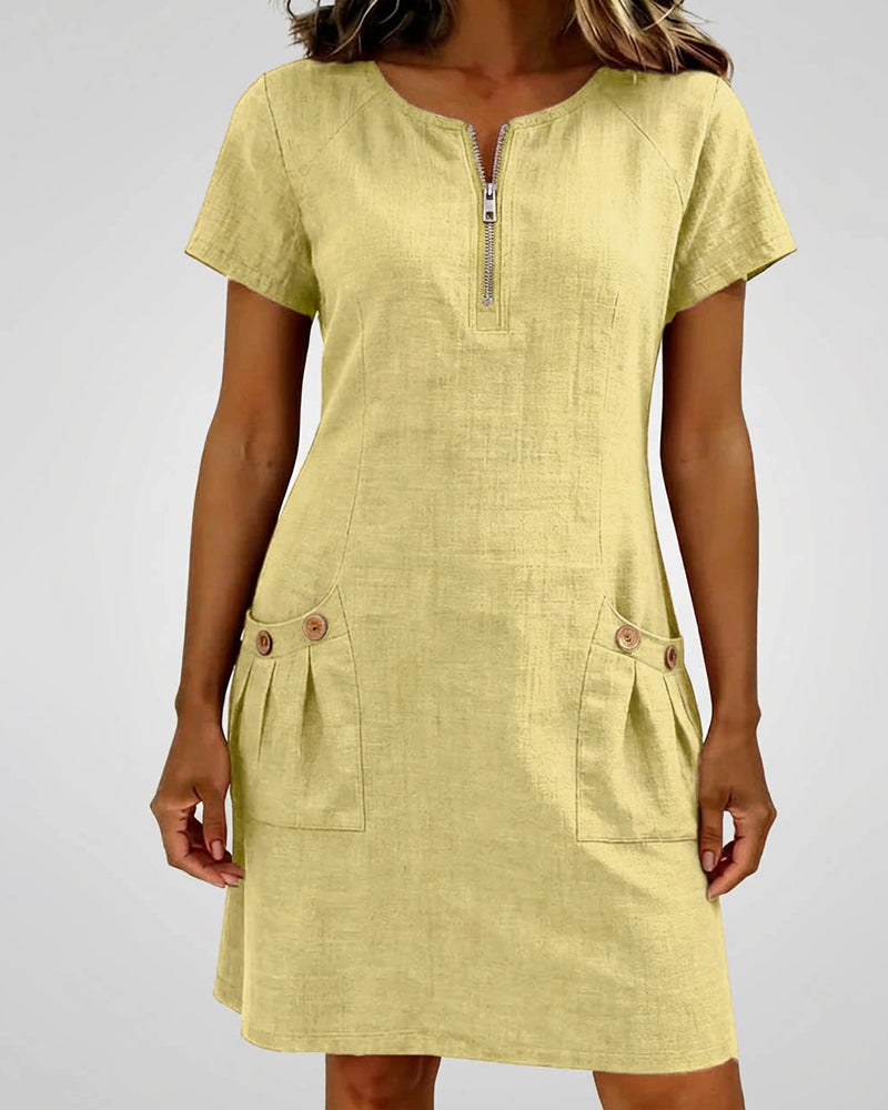 Lena  | Robe en Coton Avec Fermeture Eclair