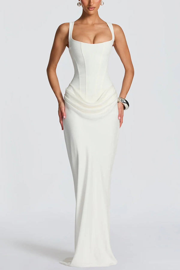 Adelina | Robe maxi à décolleté carré