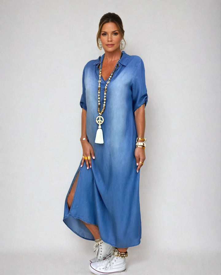 Lea - Robe Longue Détente Denim