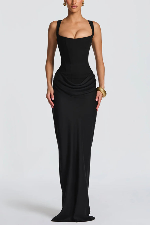 Adelina | Robe maxi à décolleté carré