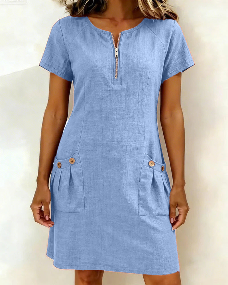 Lena  | Robe en Coton Avec Fermeture Eclair