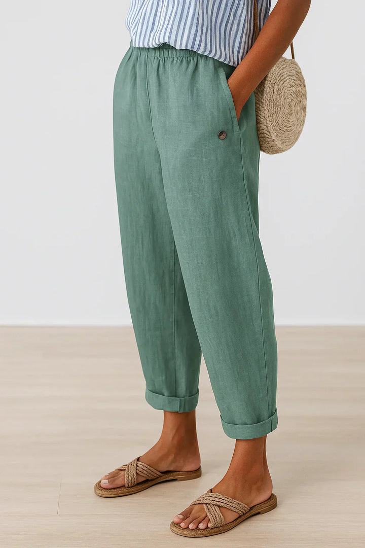 Edith - Pantalon Léger en Lin et Coton Élégant