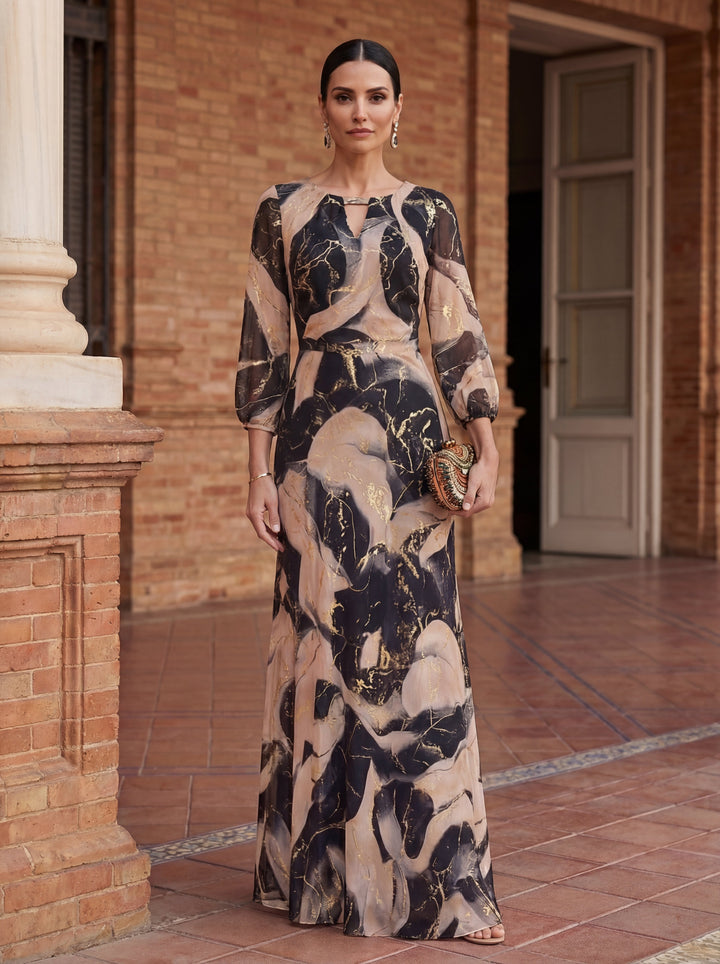 Freda | Robe en Gaze Imprimée - Élégance et Sophistication