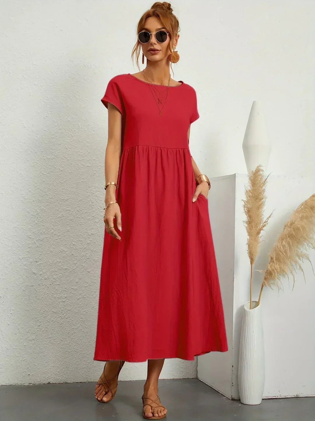 Gabrielle | Robe Midi Fluide Élégance Intemporelle