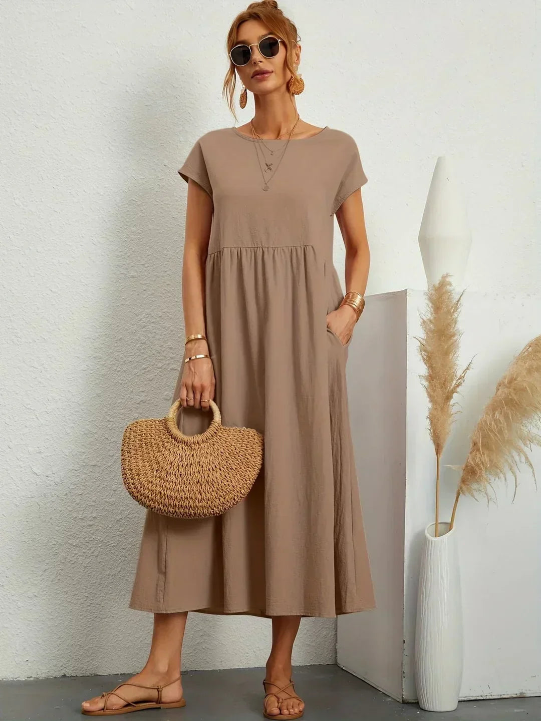 Gabrielle | Robe Midi Fluide Élégance Intemporelle