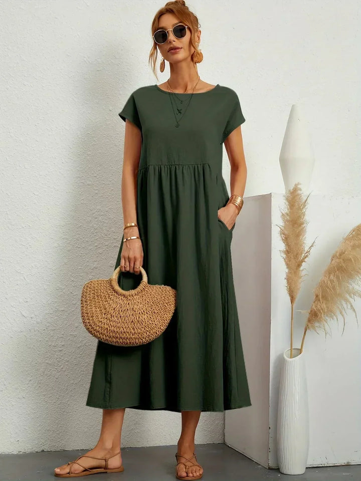 Gabrielle | Robe Midi Fluide Élégance Intemporelle