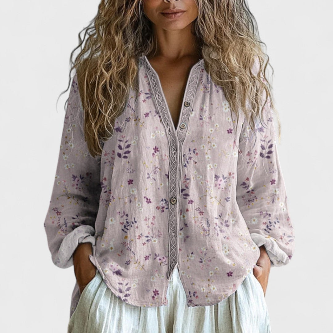 Ambra - Blouse Rétro Chic Automnale