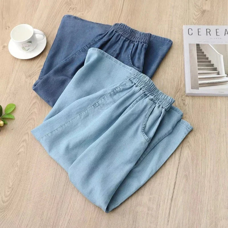 Liora Bay - Jupe Midi en Denim Léger