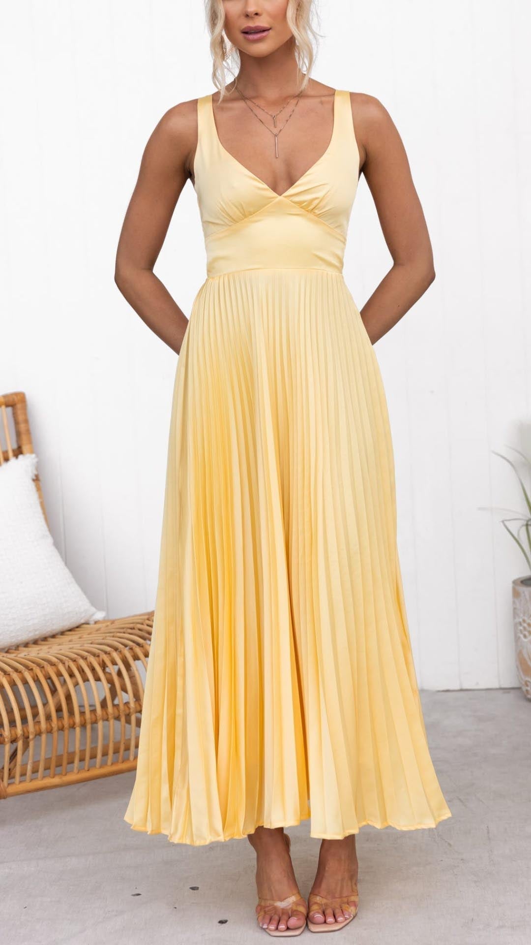 Aby - Élégante Robe Maxi Plissée