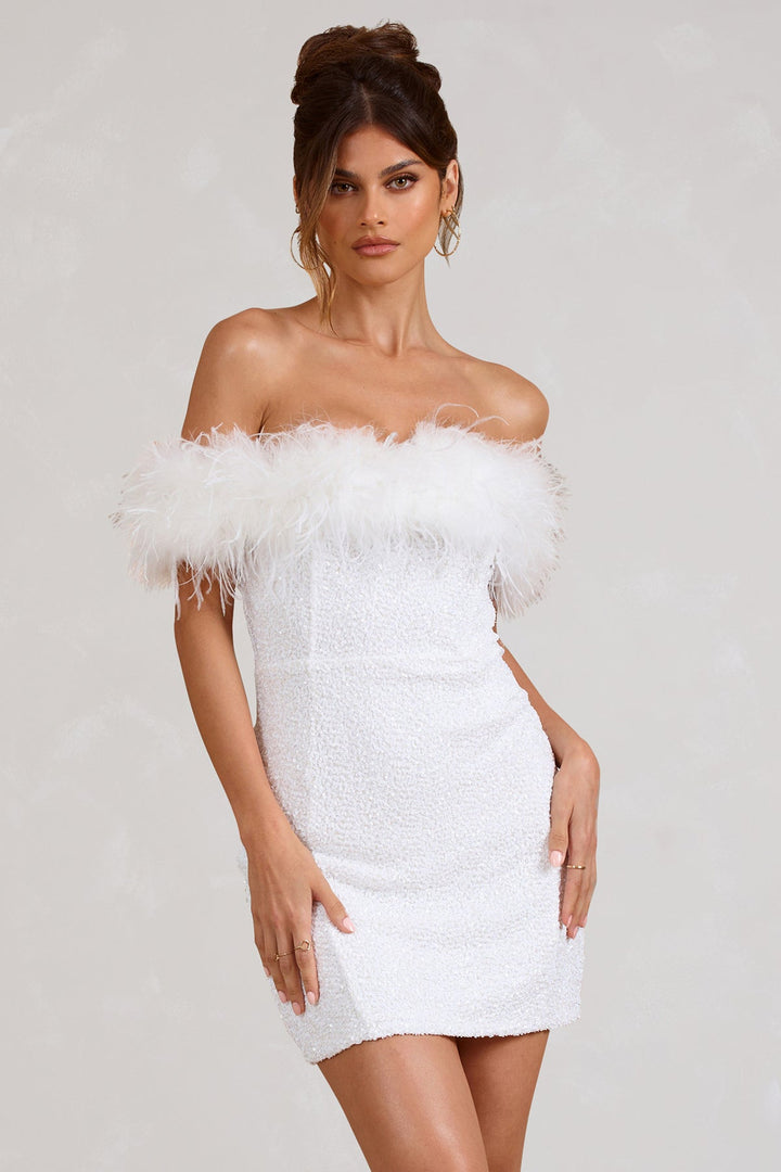 Lydia | Robe à paillettes avec Plumes