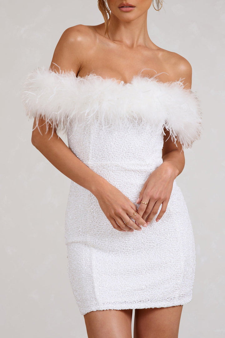 Lydia | Robe à paillettes avec Plumes
