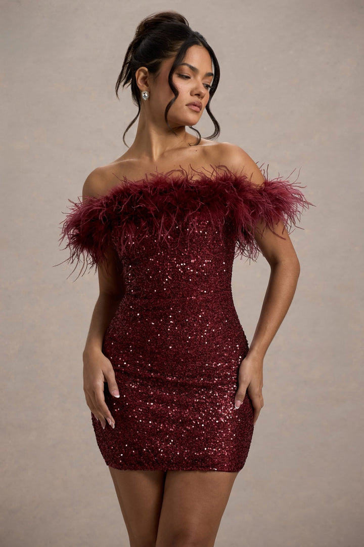 Lydia | Robe à paillettes avec Plumes