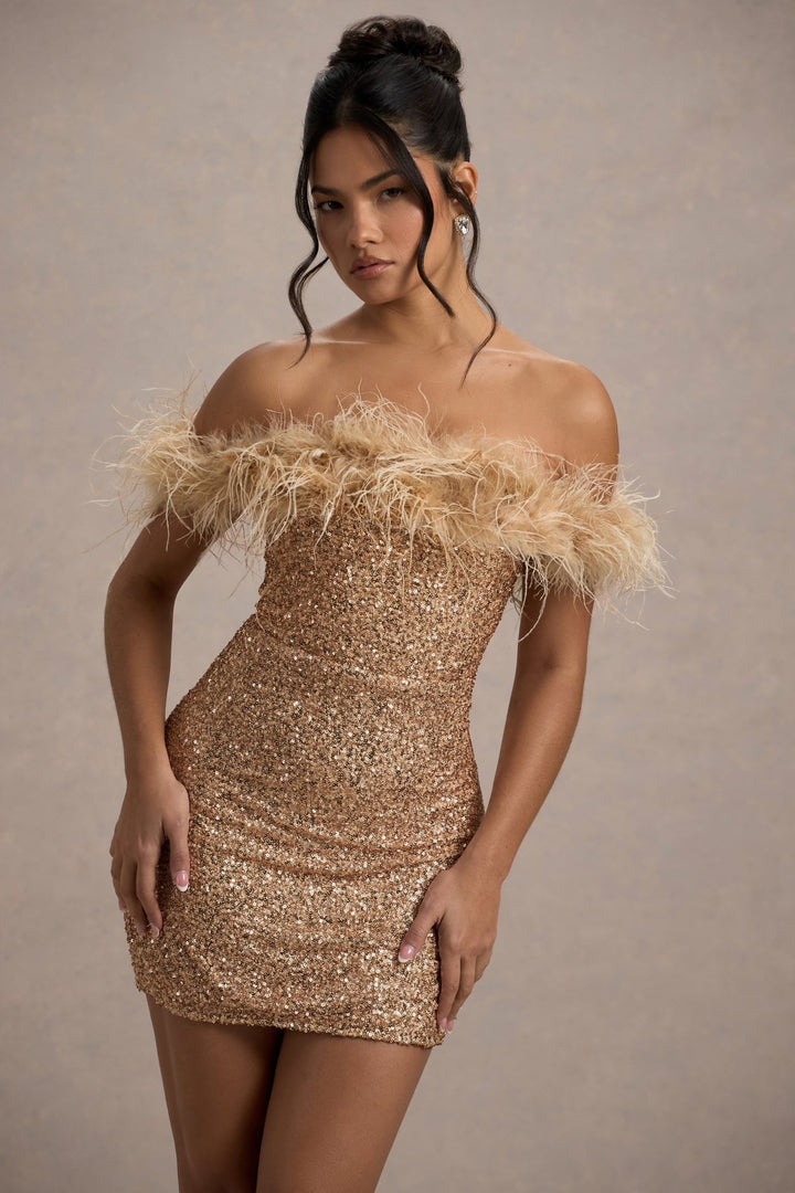Lydia | Robe à paillettes avec Plumes