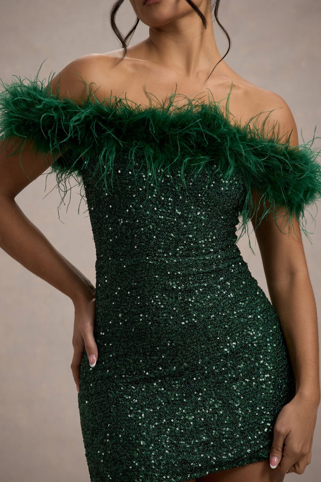 Lydia | Robe à paillettes avec Plumes