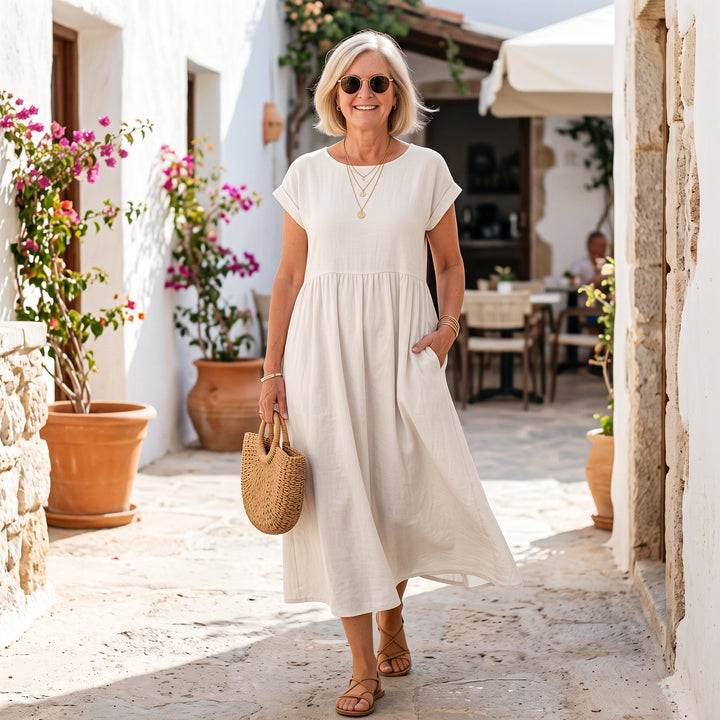Gabrielle | Robe Midi Fluide Élégance Intemporelle