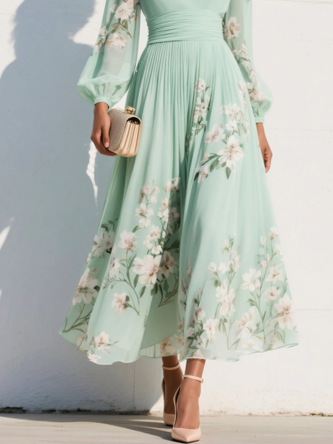 Lila - Robe Midi Fleurie Élégante