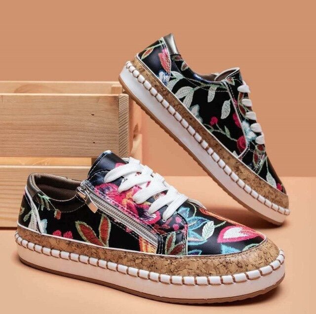 Éclair™ | Baskets Orthopédiques à Fleurs avec Fermeture