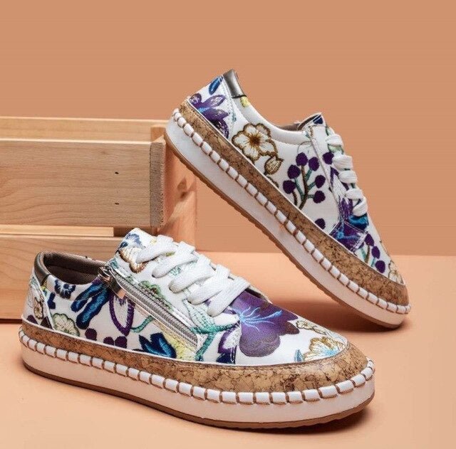Éclair™ | Baskets Orthopédiques à Fleurs avec Fermeture