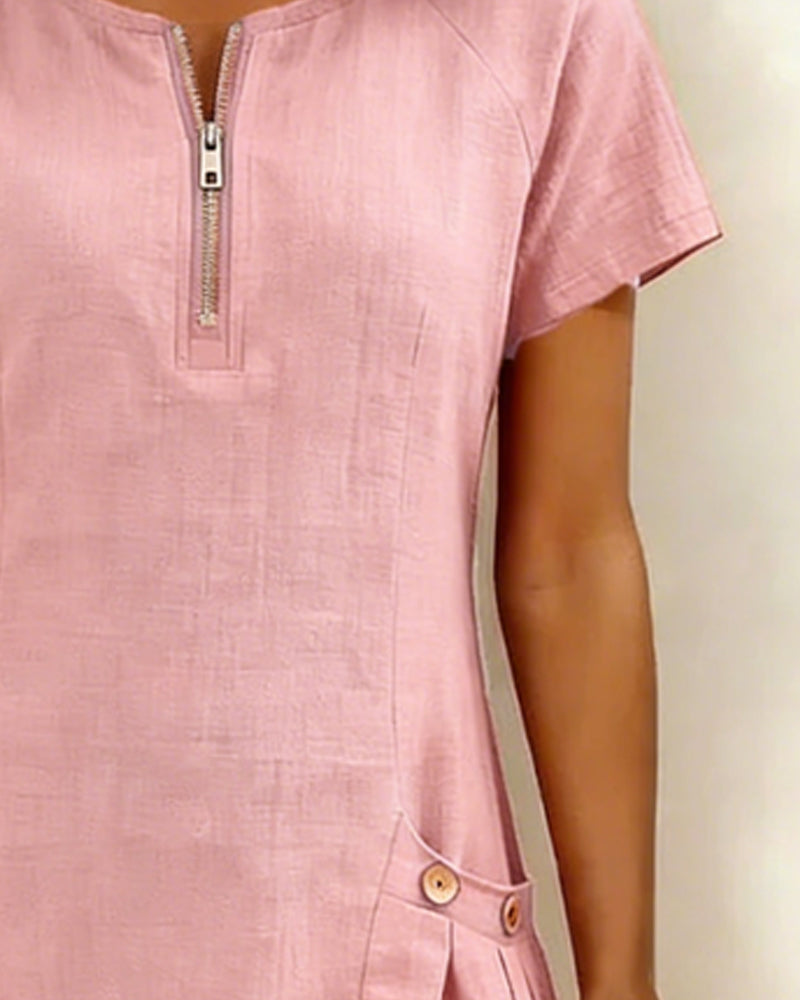 Lena  | Robe en Coton Avec Fermeture Eclair