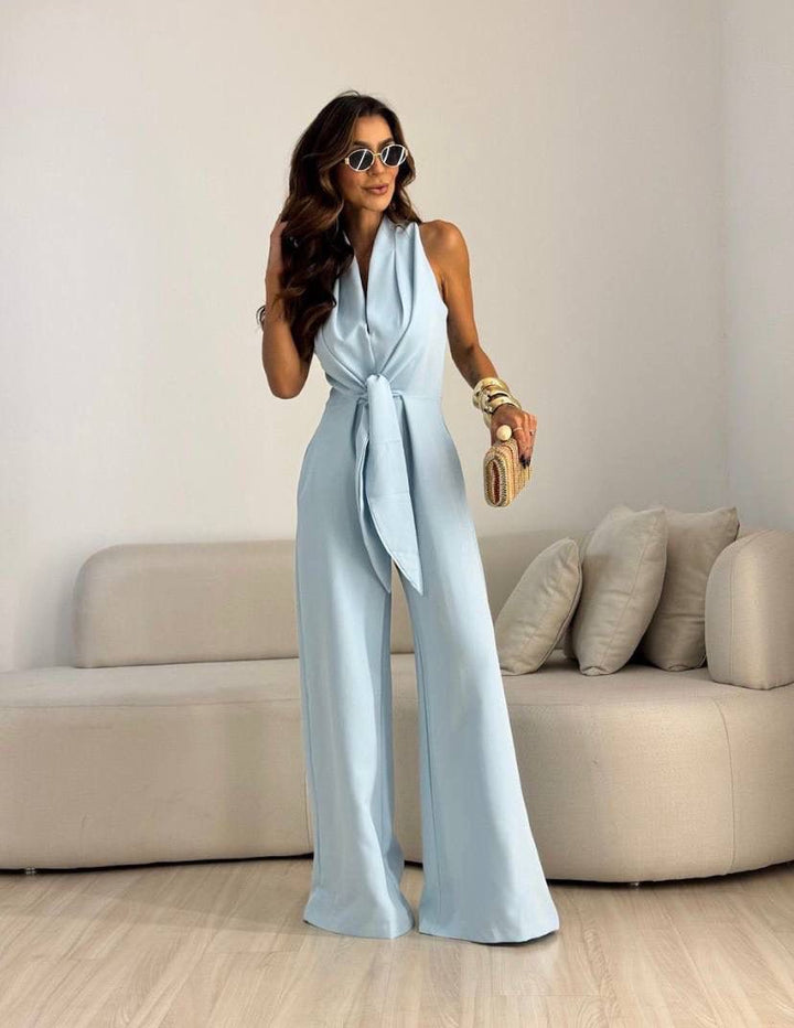 Trisha | Combinaison Fluide Élégante Taille Marquée Style Chic Soirée