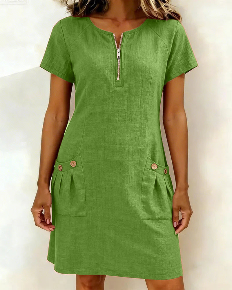 Lena  | Robe en Coton Avec Fermeture Eclair