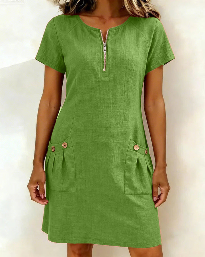 Lena  | Robe en Coton Avec Fermeture Eclair
