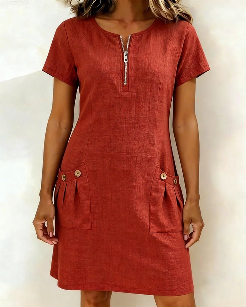 Lena  | Robe en Coton Avec Fermeture Eclair