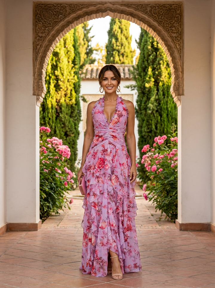 Trina | Robe Longue Élégante à Col Halter