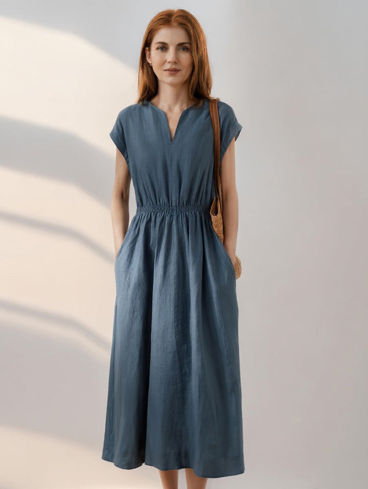 Lina — Robe en lin mélangé fluide et élégante