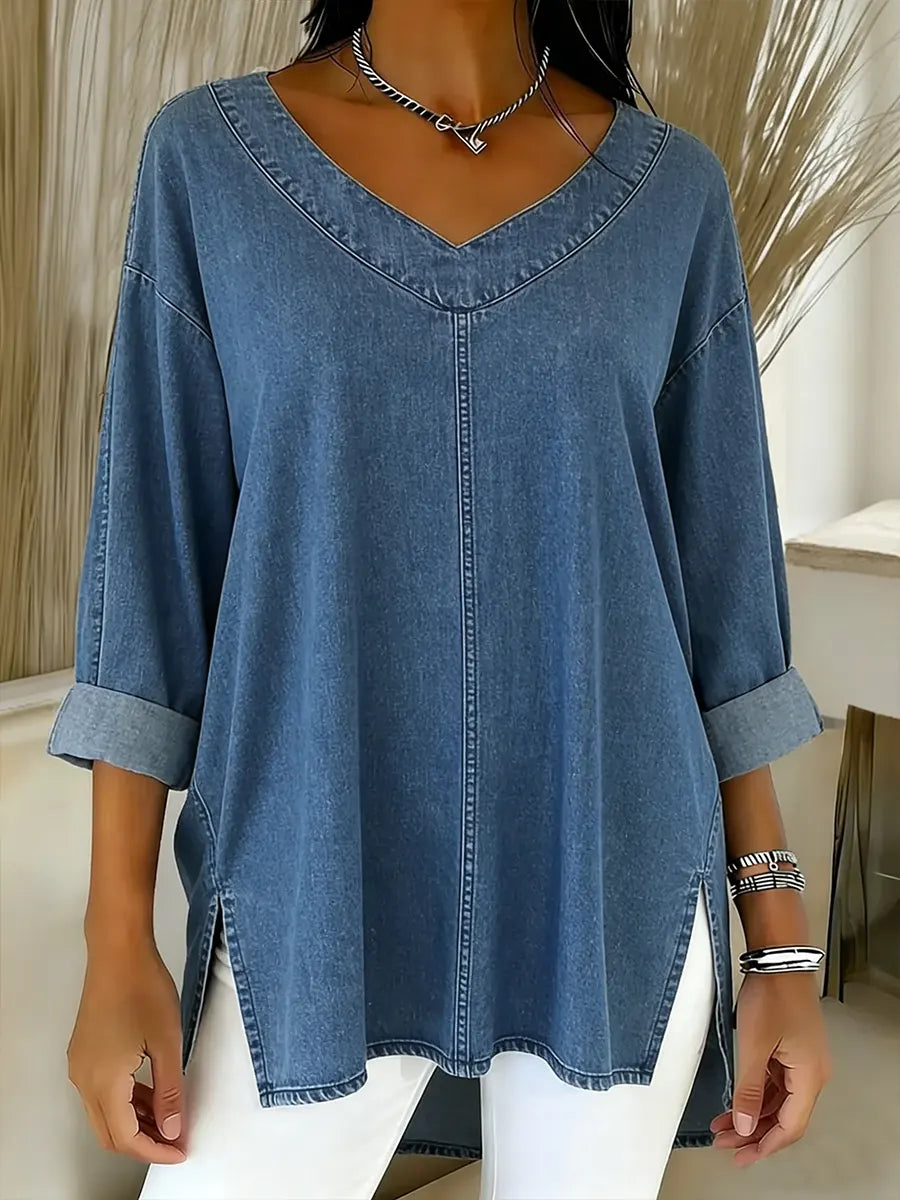 Lina - Top Denim Décontracté