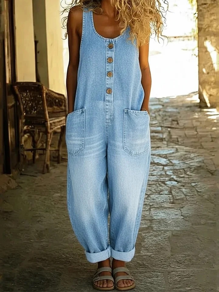 Graça | Combinaison en Denim Coton Lavé Vintage