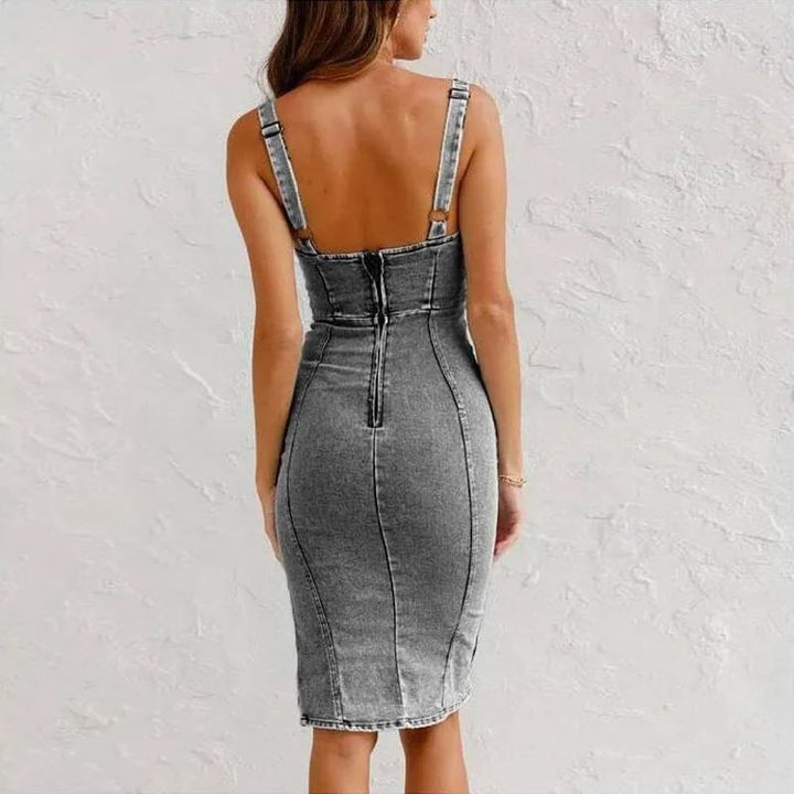 Carrie | Robe Camisole Moulante en Denim