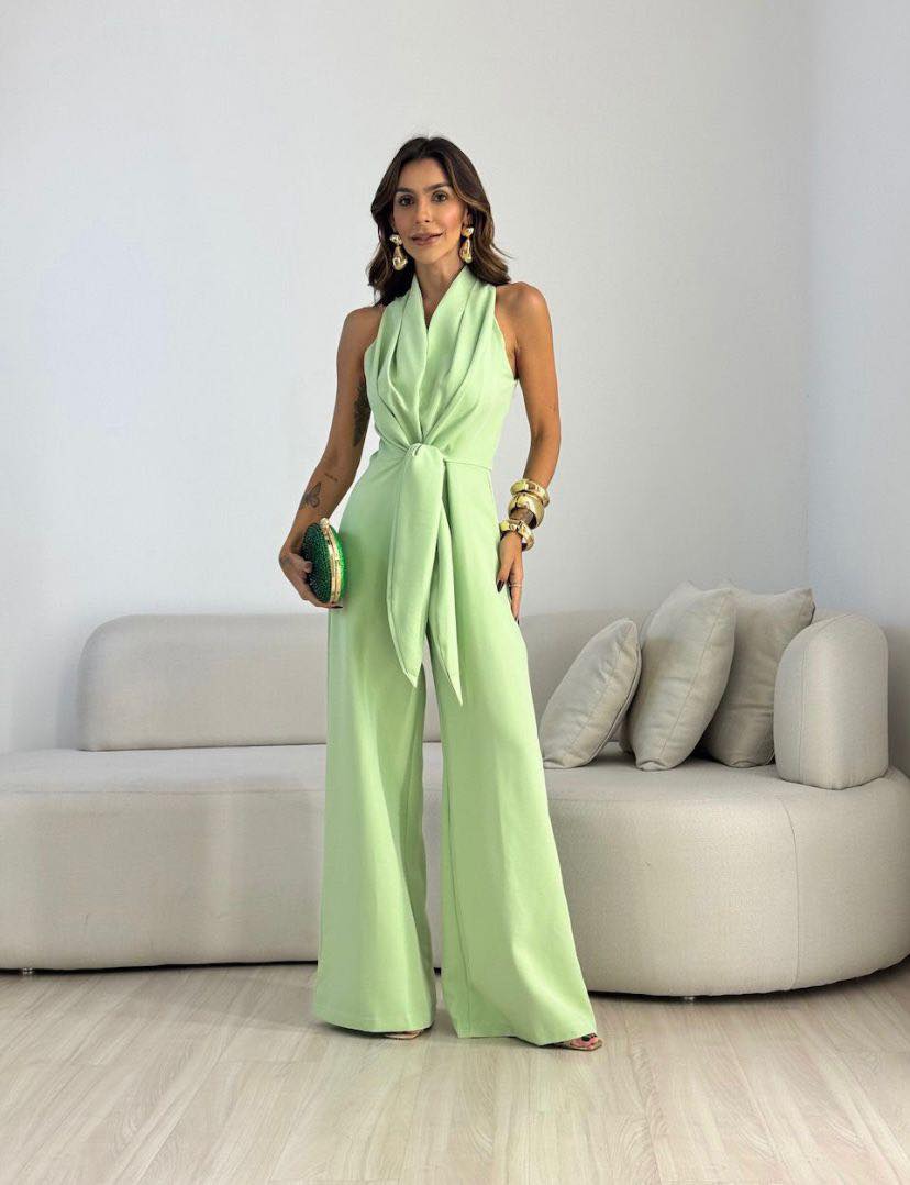 Trisha | Combinaison Fluide Élégante Taille Marquée Style Chic Soirée