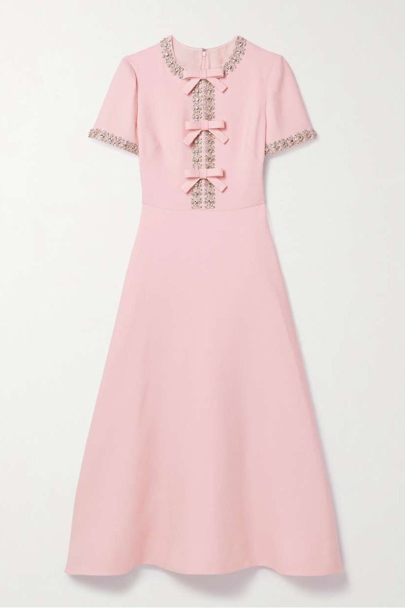 Imelda | Robe Midi en Satin Avec Nœud et Embellissements en Cristal