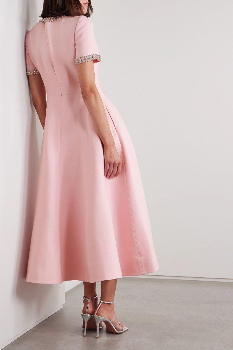 Imelda | Robe Midi en Satin Avec Nœud et Embellissements en Cristal